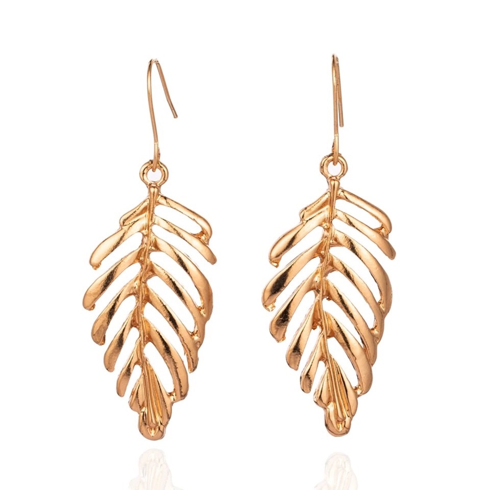 Gold Leaf Earrings - Picture 1 of 5